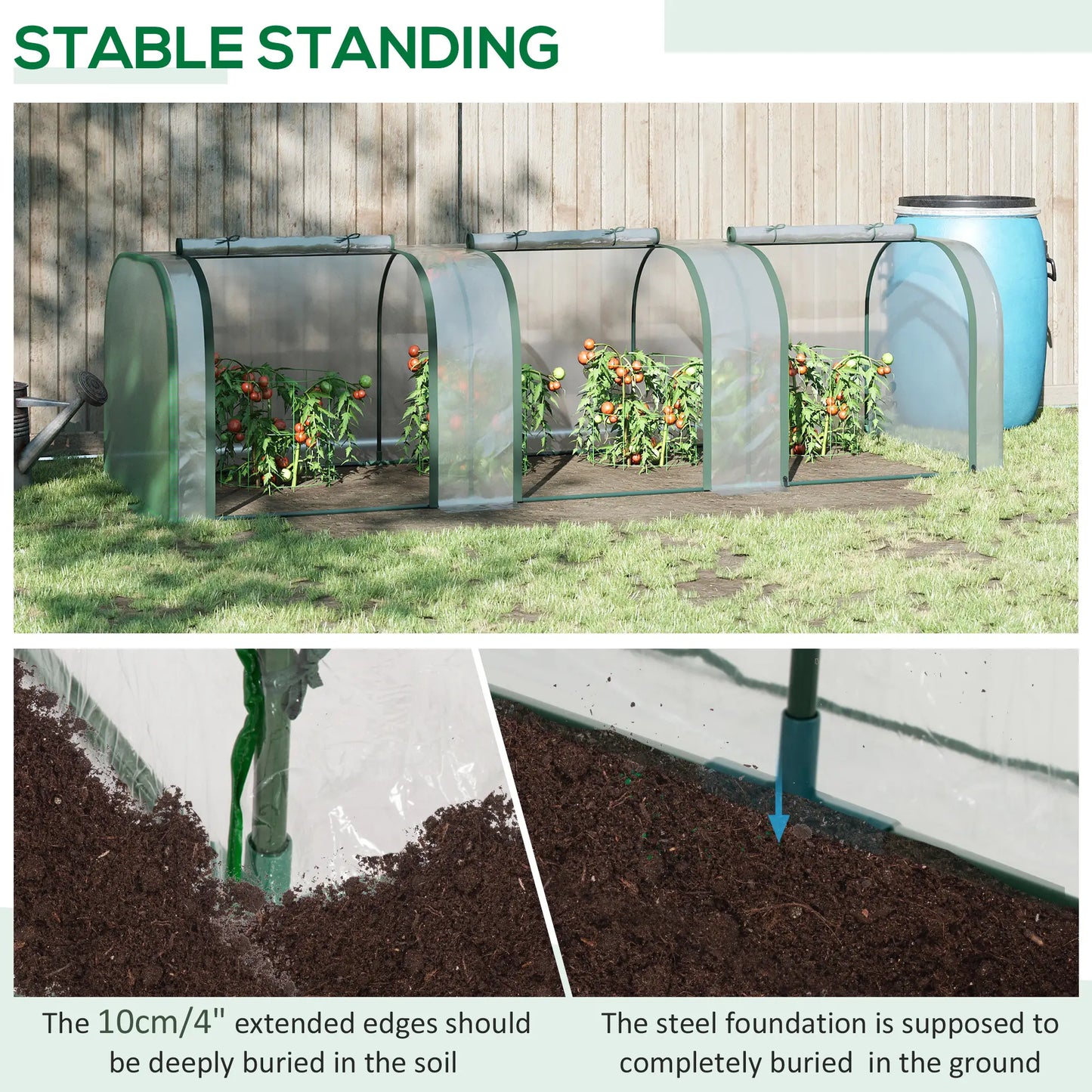 10' x 3' x 2.5' Mini Tunnel Greenhouse, 3 Zipped Doors, Clear Mini Greenhouses at Gallery Canada
