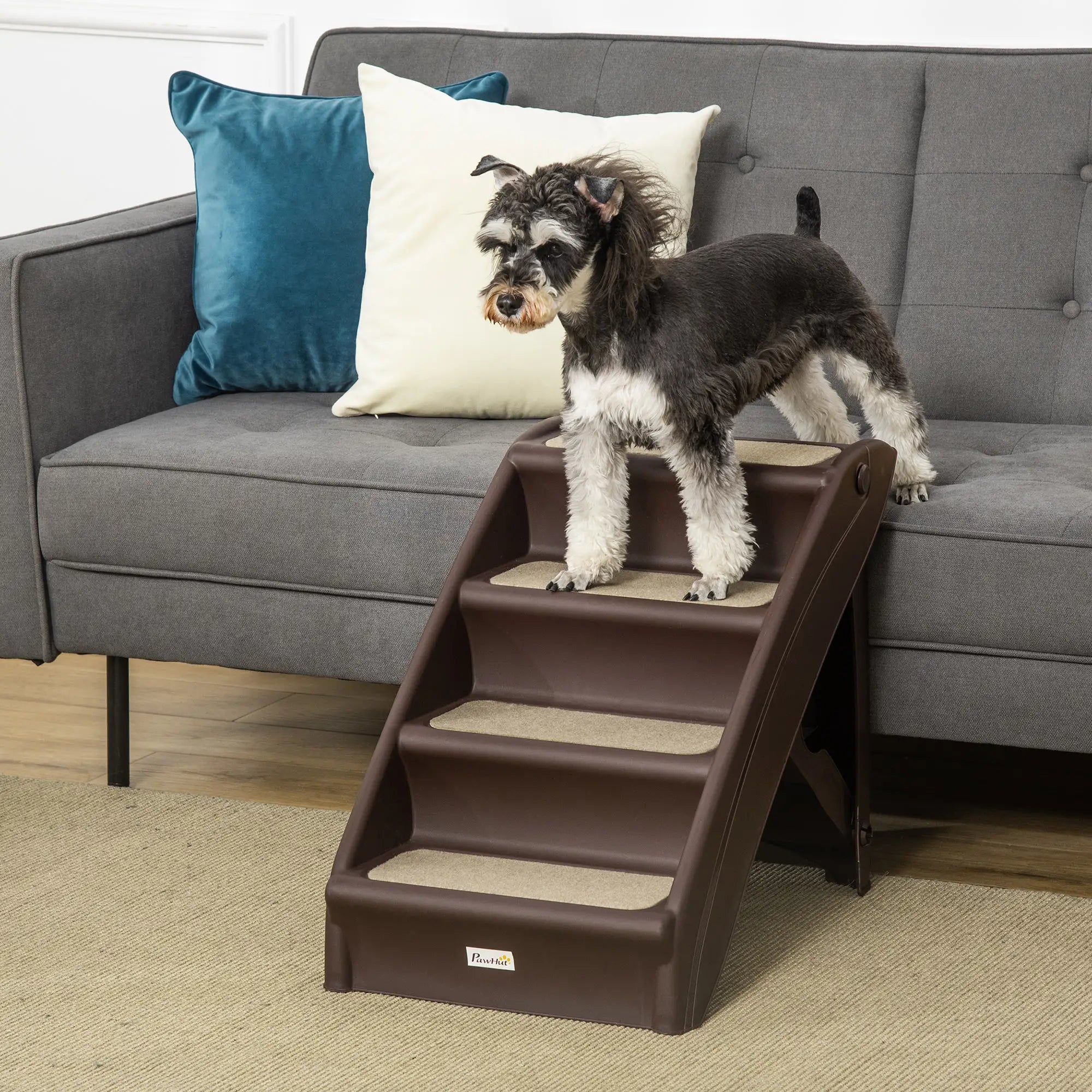 4-Level Portable Pet Stairs, Foldable Dog Ramp, Lightweight Cat Steps, Nonslip Mats, Dark Brown Dog Stairs at Gallery Canada