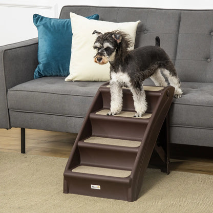 4-Level Portable Pet Stairs, Foldable Dog Ramp, Lightweight Cat Steps, Nonslip Mats, Dark Brown Dog Stairs at Gallery Canada