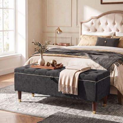 Upholstered Storage Ottoman Bench, 264 LBS Capacity, Dark Grey Storage Ottomans & Benches at Gallery Canada