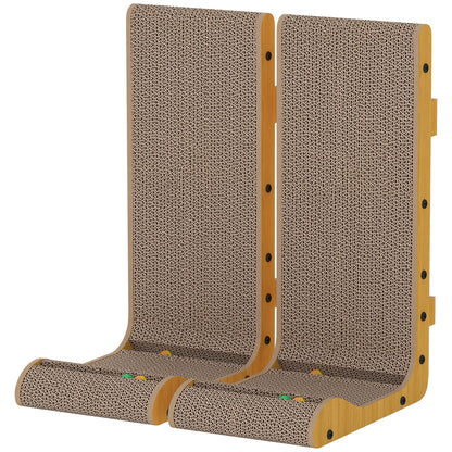 2PCS L-Shape Cat Scratching Board With 3 Toy Balls, Catnip, Black Cat Posts Natural, Brown at Gallery Canada