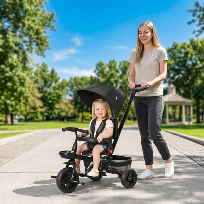 Toddler Tricycle, 4 in 1 Kids Trike, Adjustable Seat, Removable Handle, Black Tricycles for Kids at Gallery Canada
