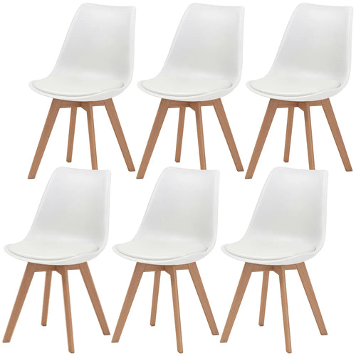 Rubber Wood Dining Table Chairs Set, 6 Chairs, PU Leather Cushion