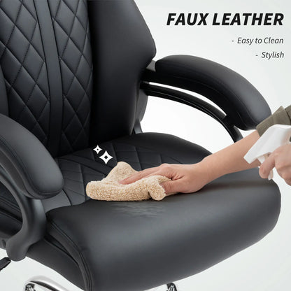 Office Chair with Spring Padding, PU Leather, High Back, Black Executive & Manager Chairs at Gallery Canada