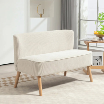 Modern 2 Seater Sofa, Upholstered Couch with Wood Legs, Cream White 2-Seater Sofas at Gallery Canada