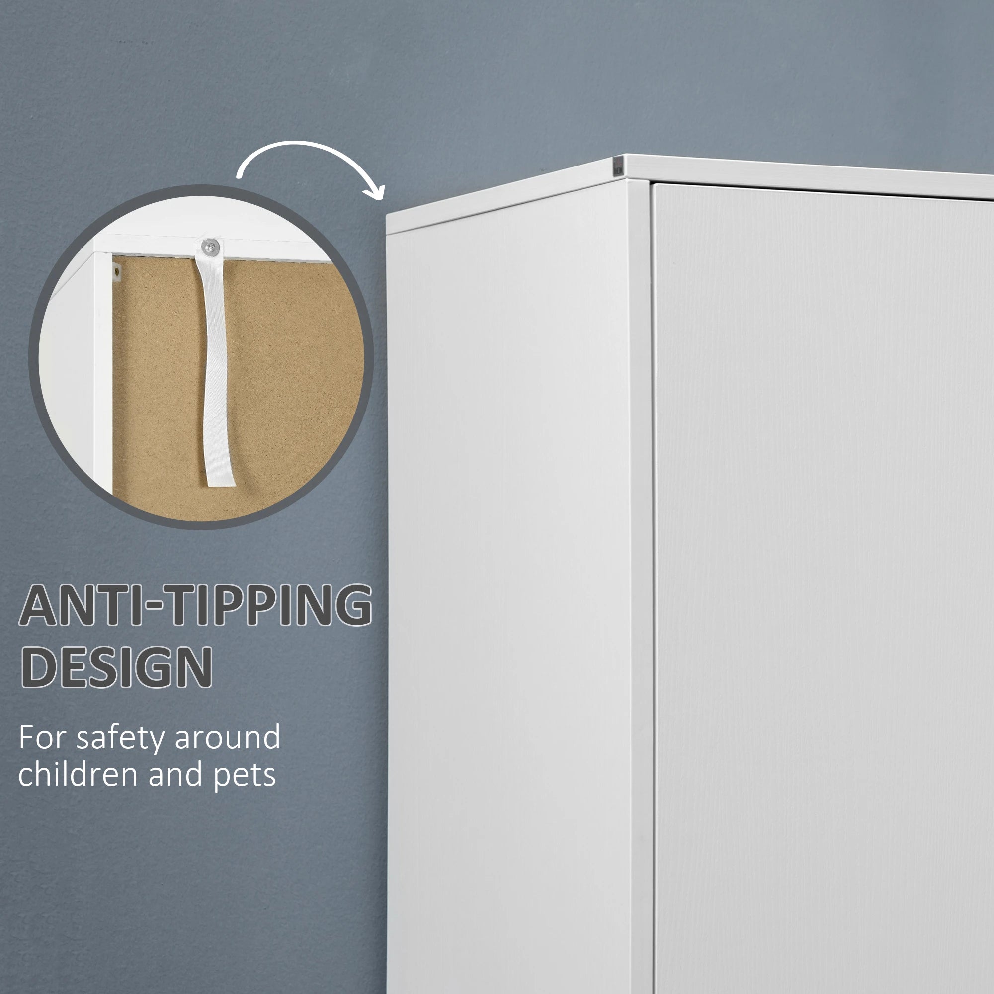 Modern Wardrobe Closet, 2 Drawers, Hanging Rod, Anti-Tipping, White Clothing Storage at Gallery Canada