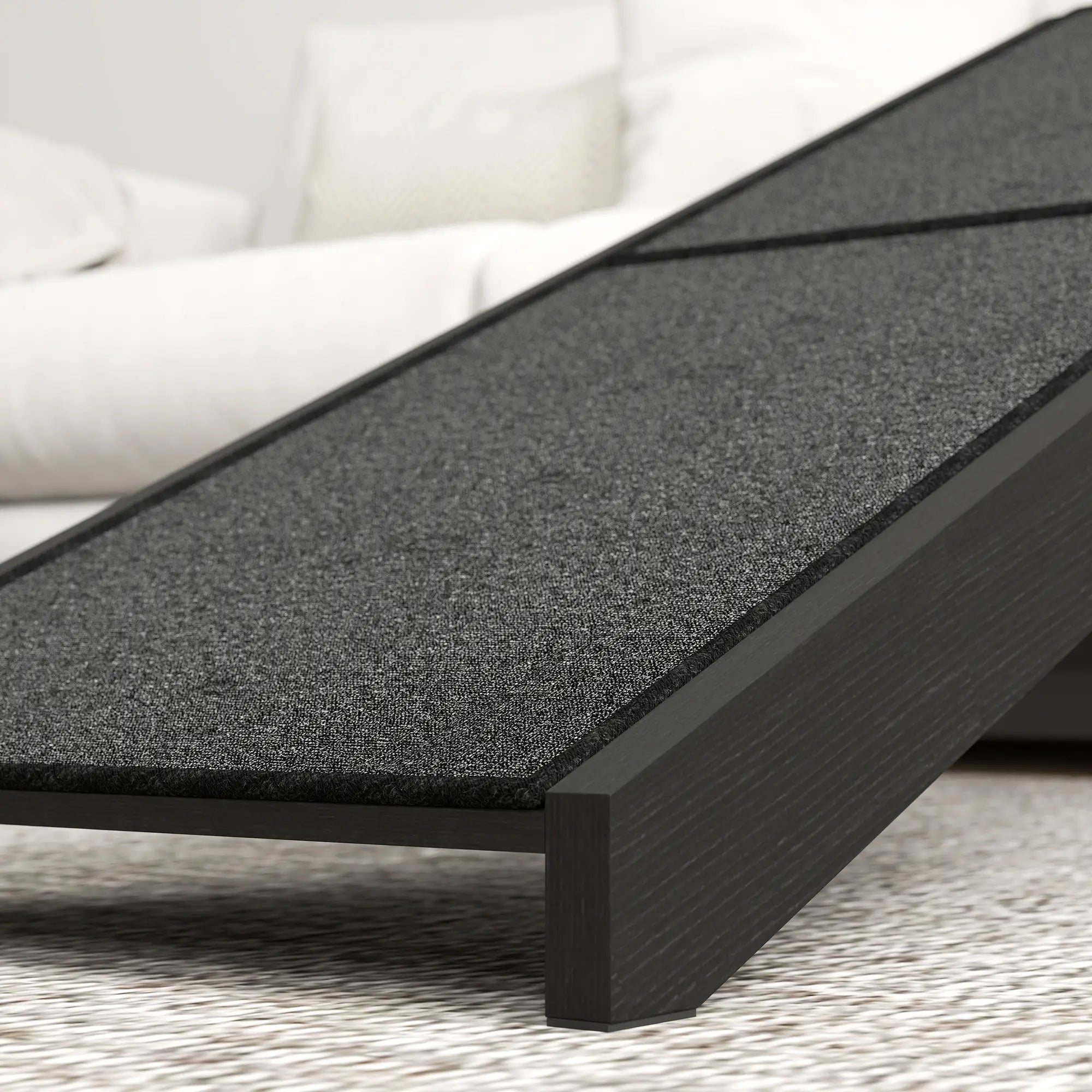 Pet Ramp Bed Steps, Non-Slip Carpet Top, Pine Wood, 59