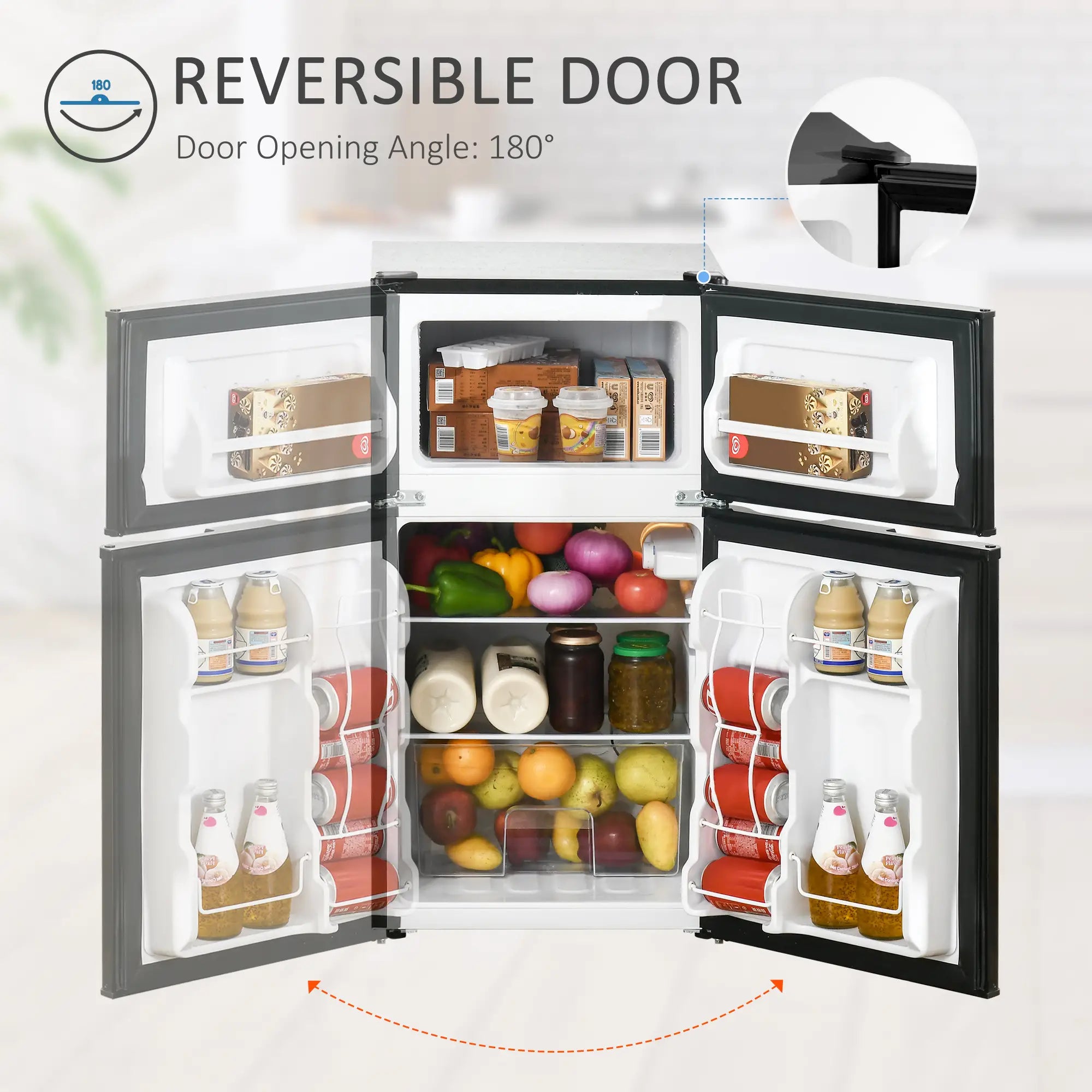 3.2 Cu Ft Compact Refrigerator, Mini Fridge with Freezer, Black Small Kitchen Appliances at Gallery Canada