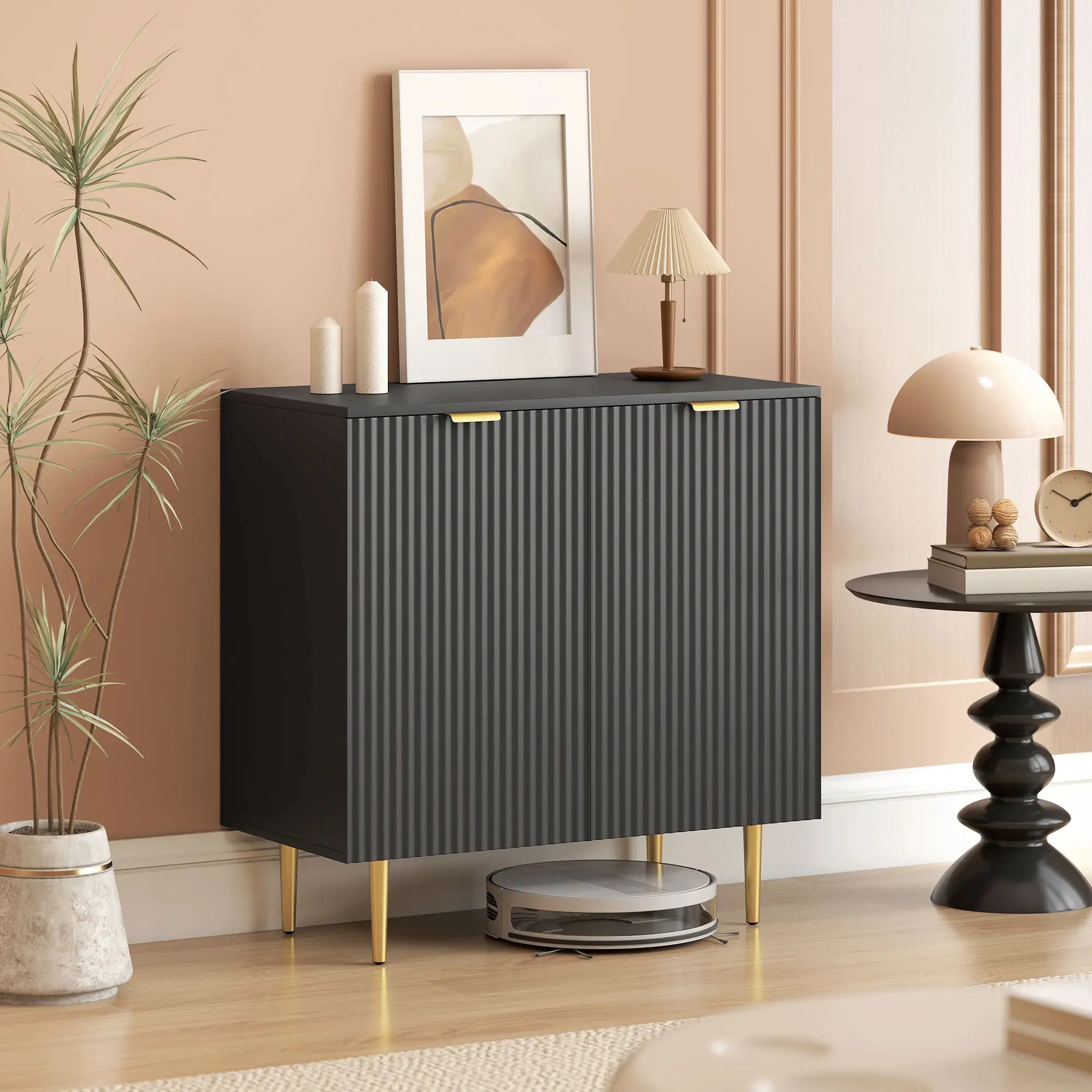 Modern Kitchen Storage Cabinet, Adjustable Shelves, Metal Legs, Black Bar Cabinets at Gallery Canada