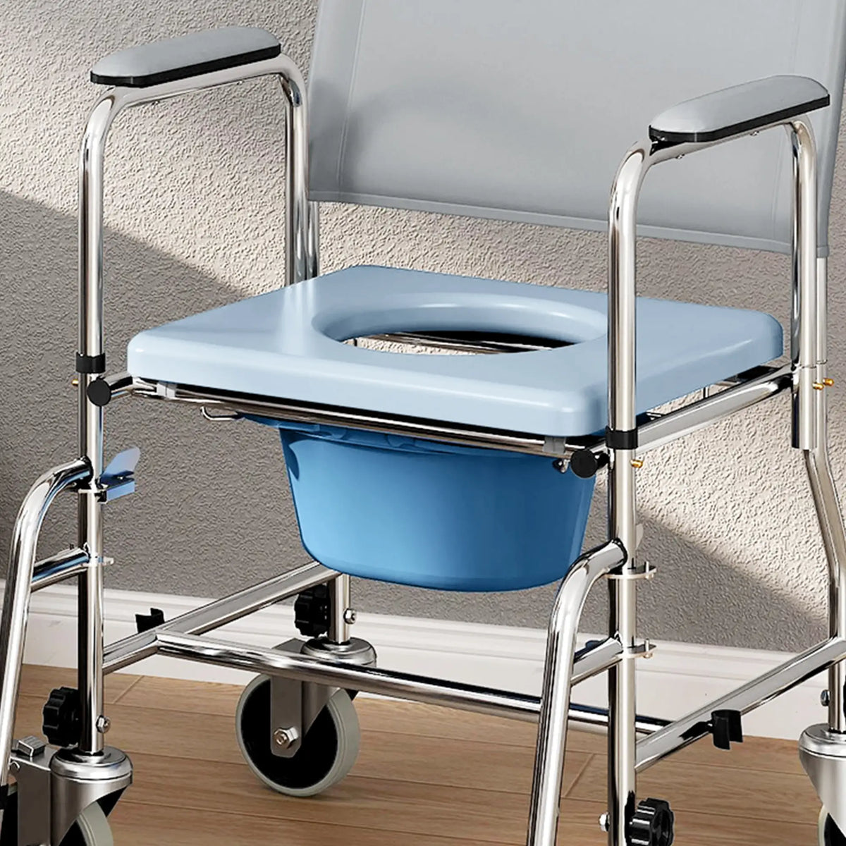 Rolling Shower Chair, Bedside Commode Wheelchair, 300 Lbs, Black Bath Chairs at Gallery Canada