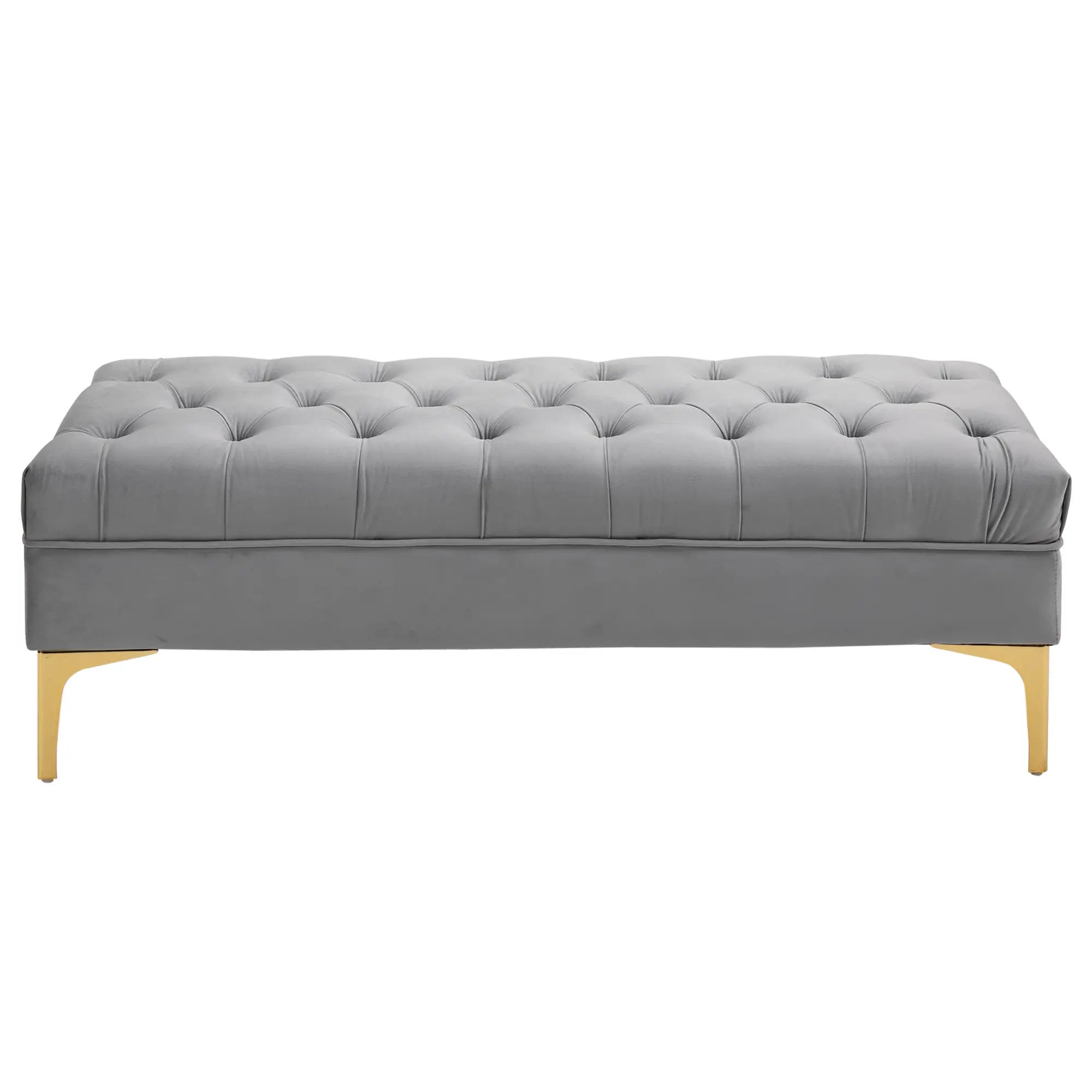 Upholstered End of Bed Bench with Button Tufted, Grey Storage Ottomans & Benches at Gallery Canada