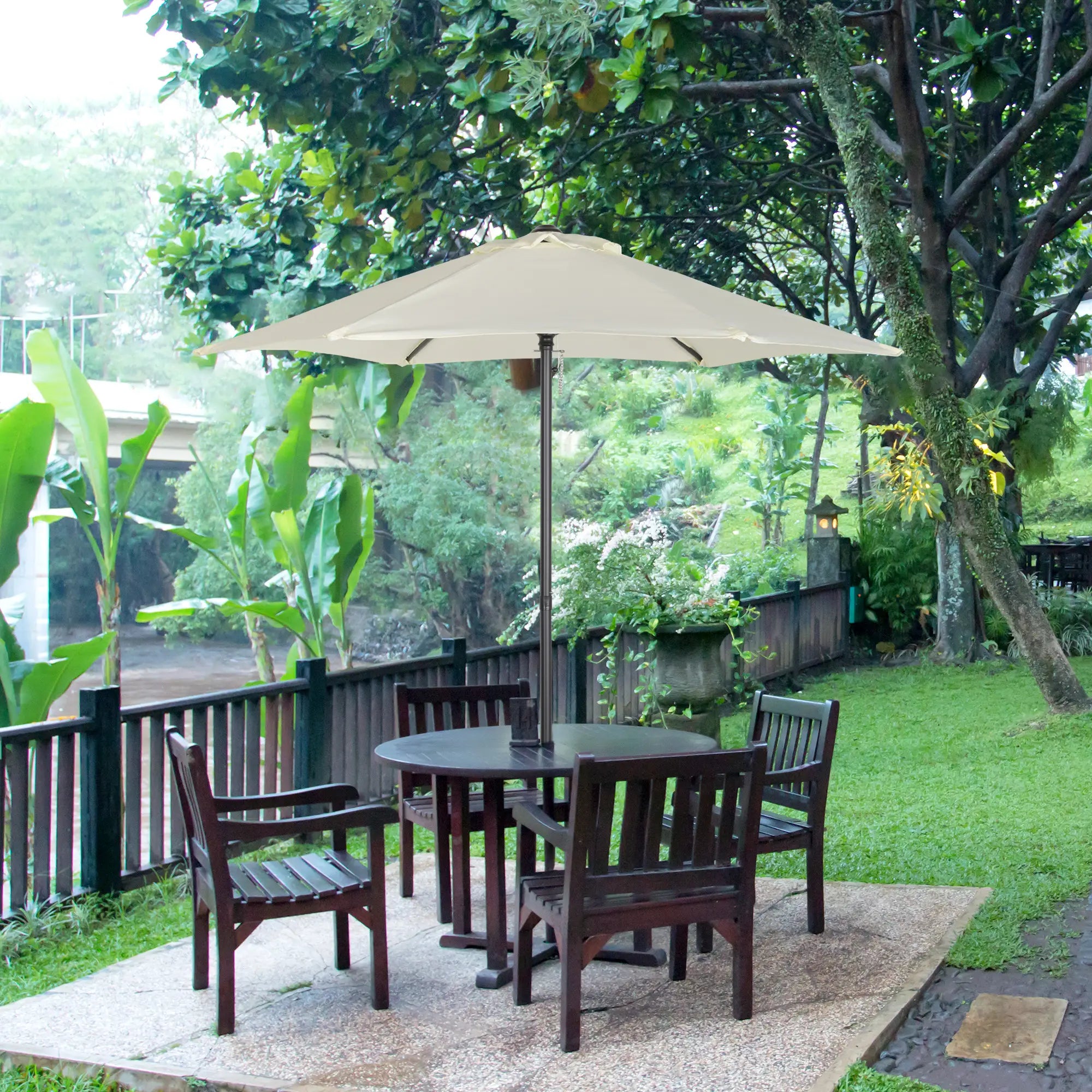 6.6FT Patio Umbrella, 6 Ribs, Cream White Sun Umbrellas at Gallery Canada