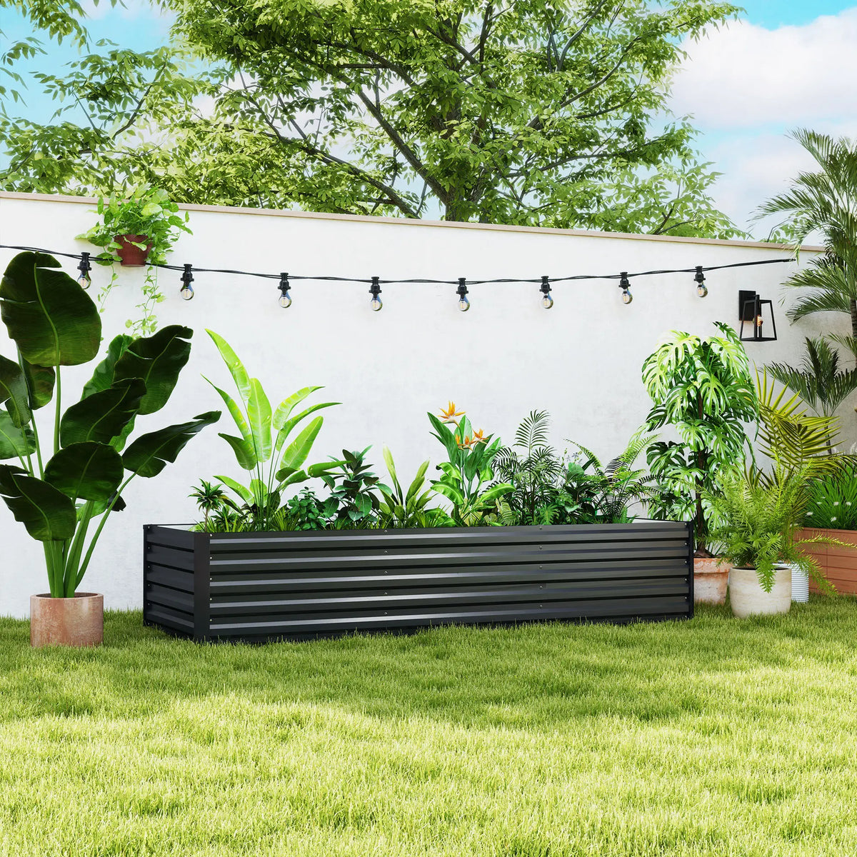 8x2.6x1.5ft Galvanized Raised Garden Bed, Outdoor Planter Box, Dark Grey Raised Garden Beds at Gallery Canada