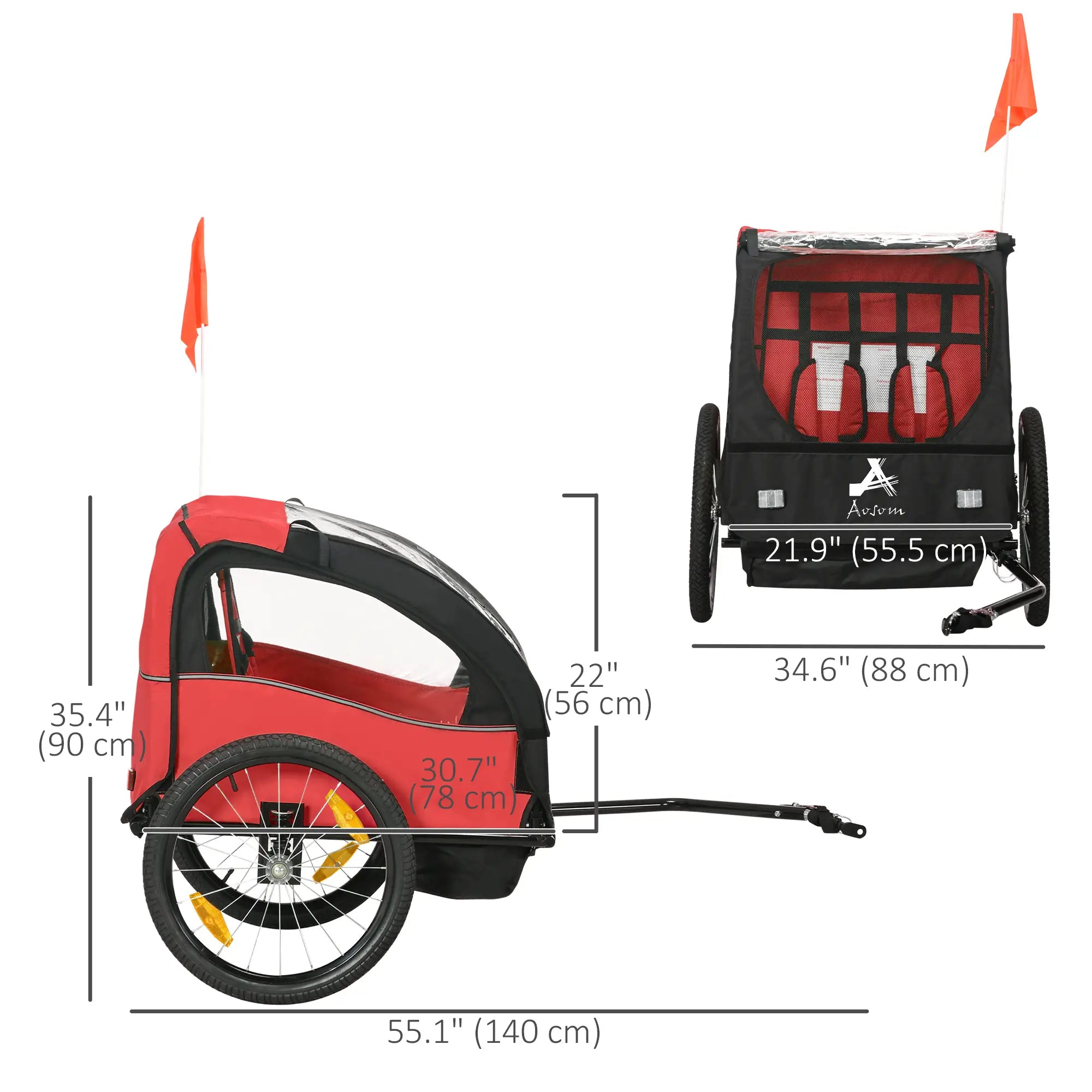 2 Seat Bike Trailer For Kids, Baby Stroller, 20