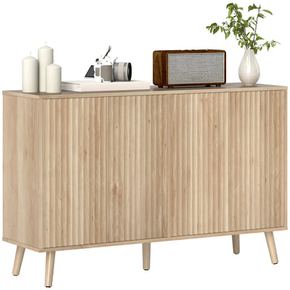 Modern Fluted Buffet Cabinet, Adjustable Shelves, Wood Legs, Oak Storage Cabinets at Gallery Canada
