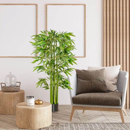 5.3ft Artificial Bamboo Tree with Pot, Indoor Decor for Home, Office