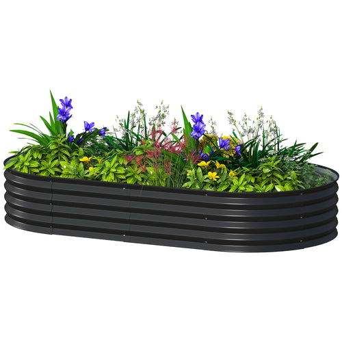 6' x 3' x 1' Galvanized Raised Garden Bed, Metal Plant Stake, Black