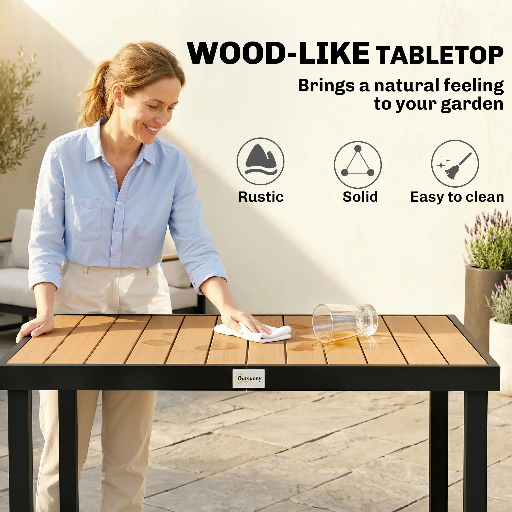 Aluminum Outdoor Dining Table for 6, 47.2