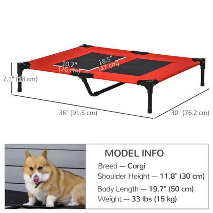 Elevated Dog Bed, Raised Cot for XL Dogs, 36" x 30" x 7", Red Elevated Dog Beds at Gallery Canada