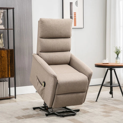 Power Lift Chair Recliner with Remote, Side Pockets, Brown