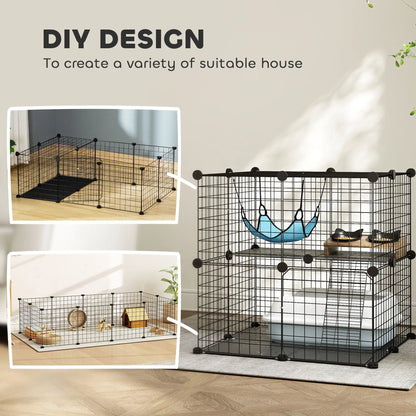 2 Tier Cat Cage, DIY Pet Playpen With 2 Doors, Ladder, Hammock, Perch, Black Outdoor Cat Enclosures at Gallery Canada