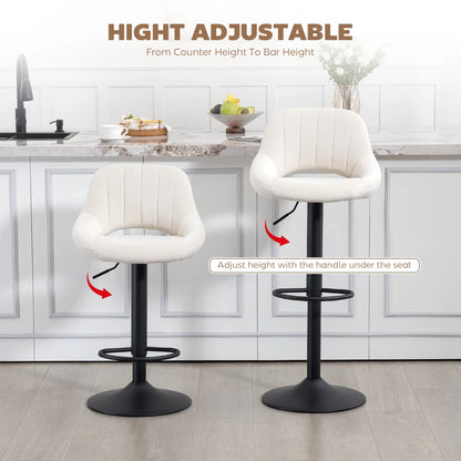Swivel Bar Stools Set of 2, Adjustable Height, Plush Upholstered, Cream Bar Stools at Gallery Canada