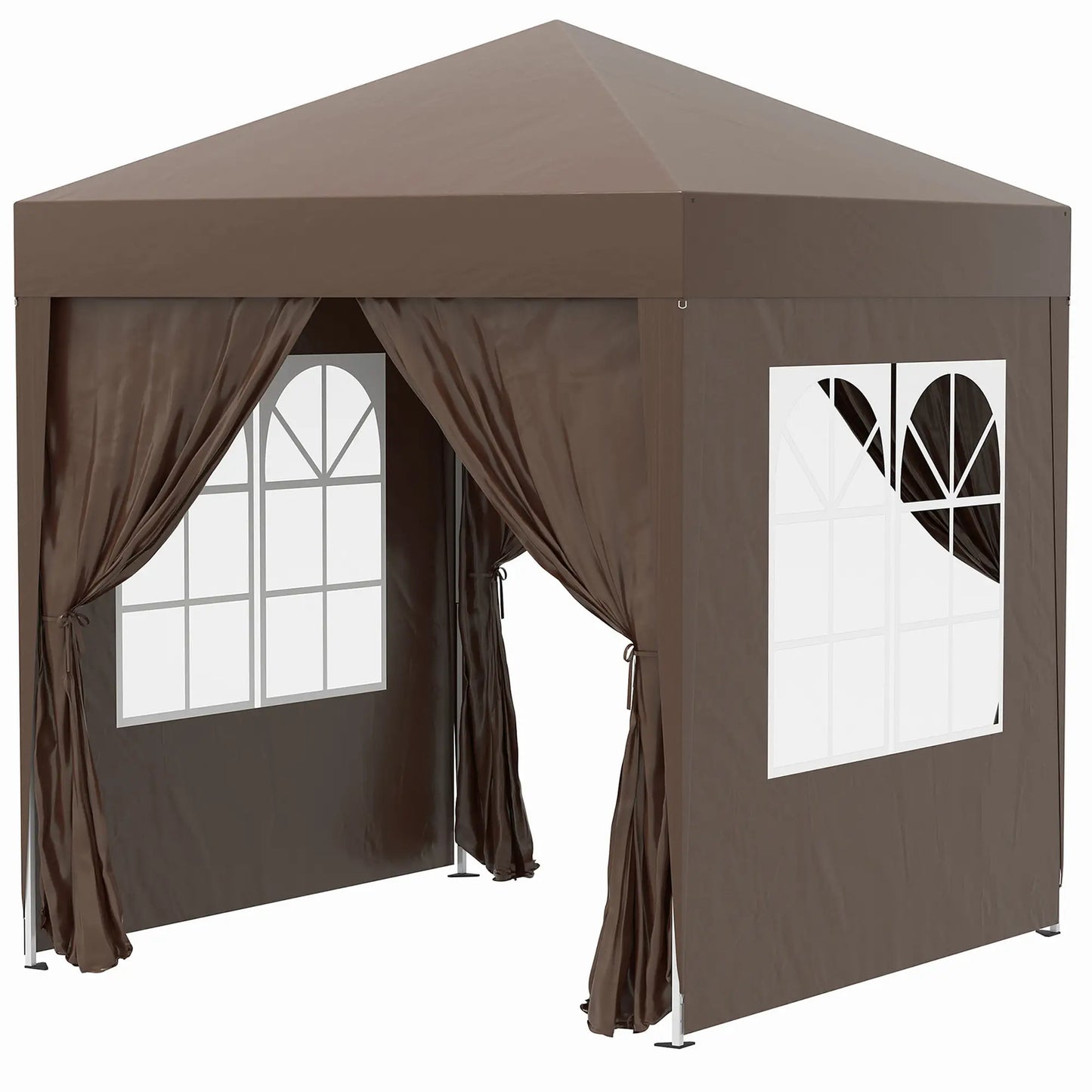 6.6'x6.6' Pop Up Canopy Tent, Instant Sun Shelter, Brown Pop Up Canopies at Gallery Canada