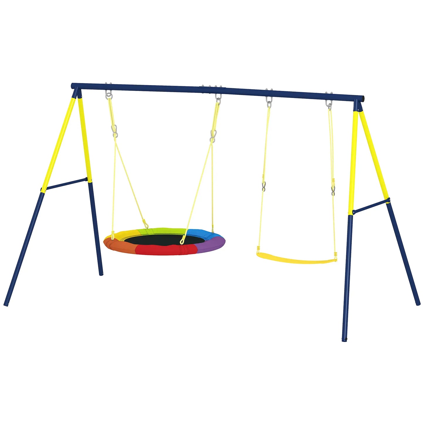 Kids Swing Set With Double Swings, Adjustable Ropes, Metal Frame Gym Sets & Swings Multi Colour at Gallery Canada