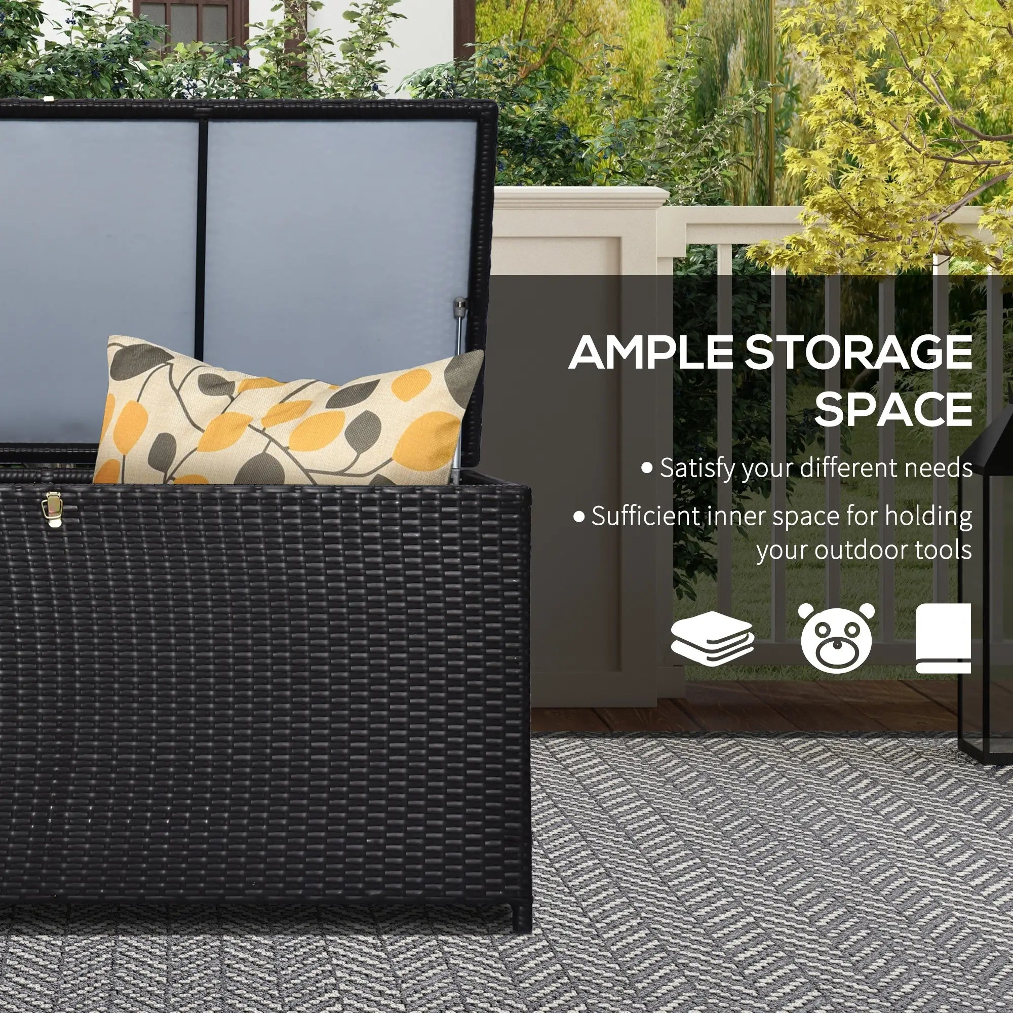 75 Gallon Rattan Outdoor Storage Box, Dark Brown Patio Storage Boxes at Gallery Canada