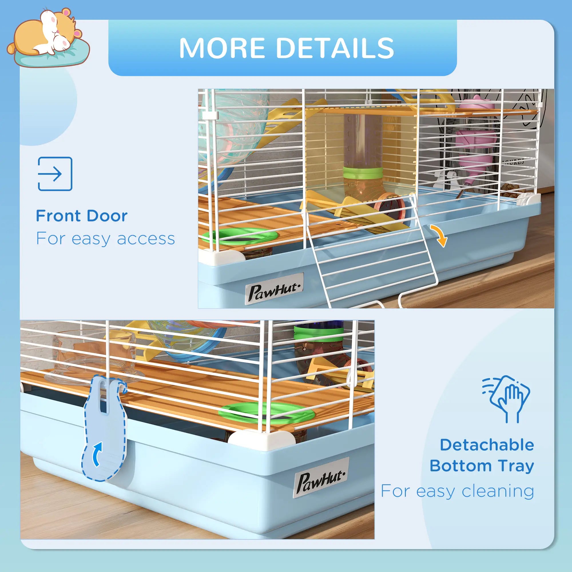 5-Tier Hamster Cage with Wheels, Tube, Water Bottle, Light Blue Hamster Cages at Gallery Canada