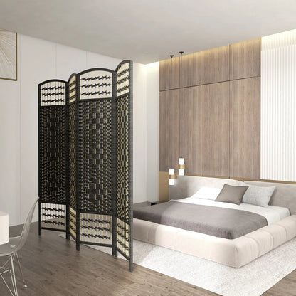 4 Panel Folding Room Divider, Portable Privacy Screen, Black Room Dividers at Gallery Canada