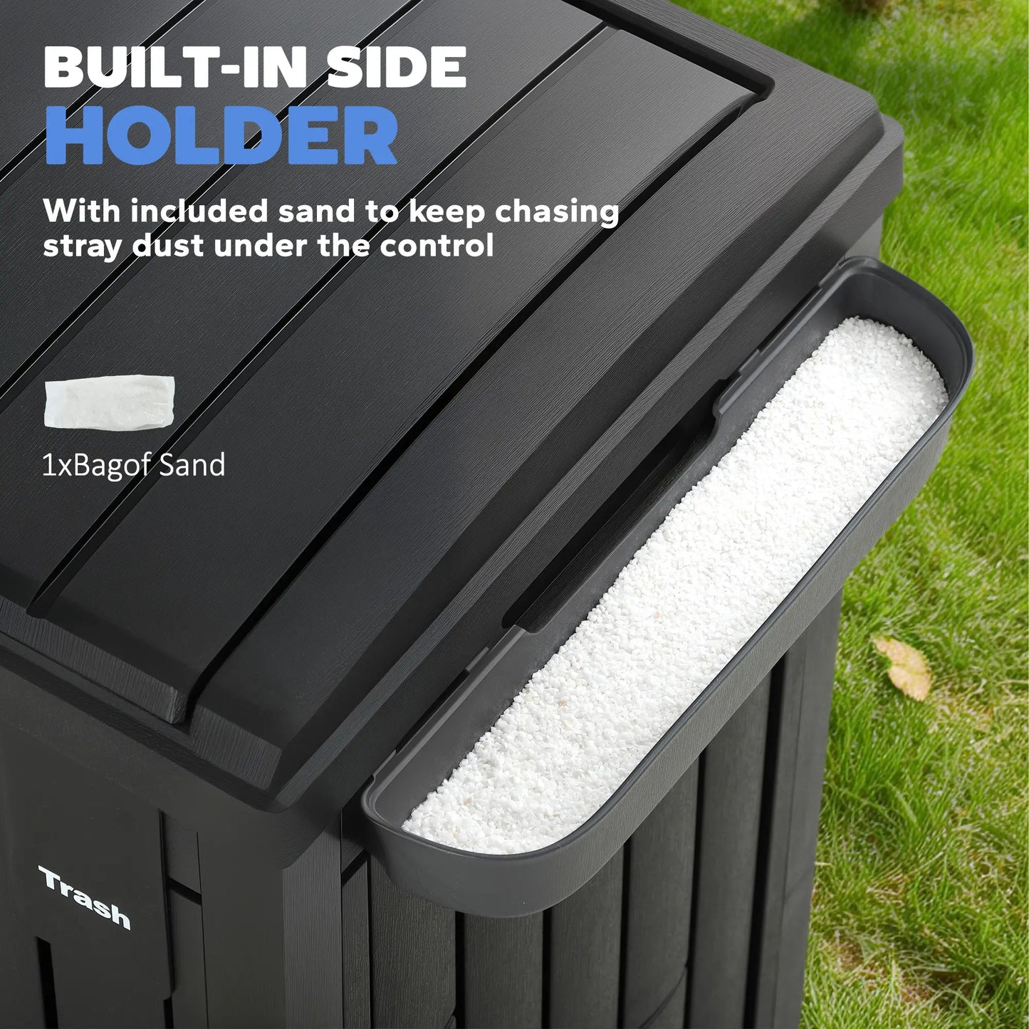 58 Gallon Double Outdoor Garbage Bin, Dual Lid, Plastic Waste Trash Can, Black Garden Accessories at Gallery Canada