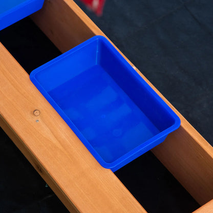 Kids Wooden Sandbox, Adjustable Height Cover, Bottom Liner, Seat, Plastic Basins, for 3-7 Years Sandboxes & Accessories at Gallery Canada