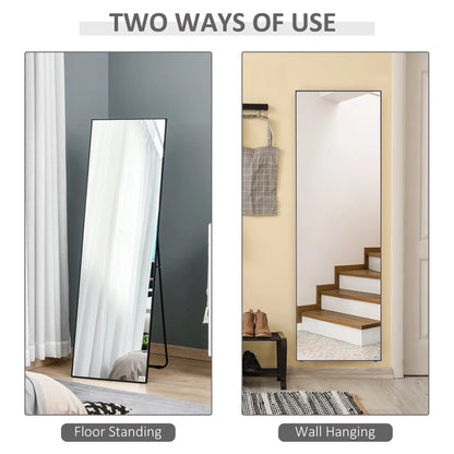 64"X20" Full Length Mirror With Support Frame, Black Full Length Mirrors at Gallery Canada
