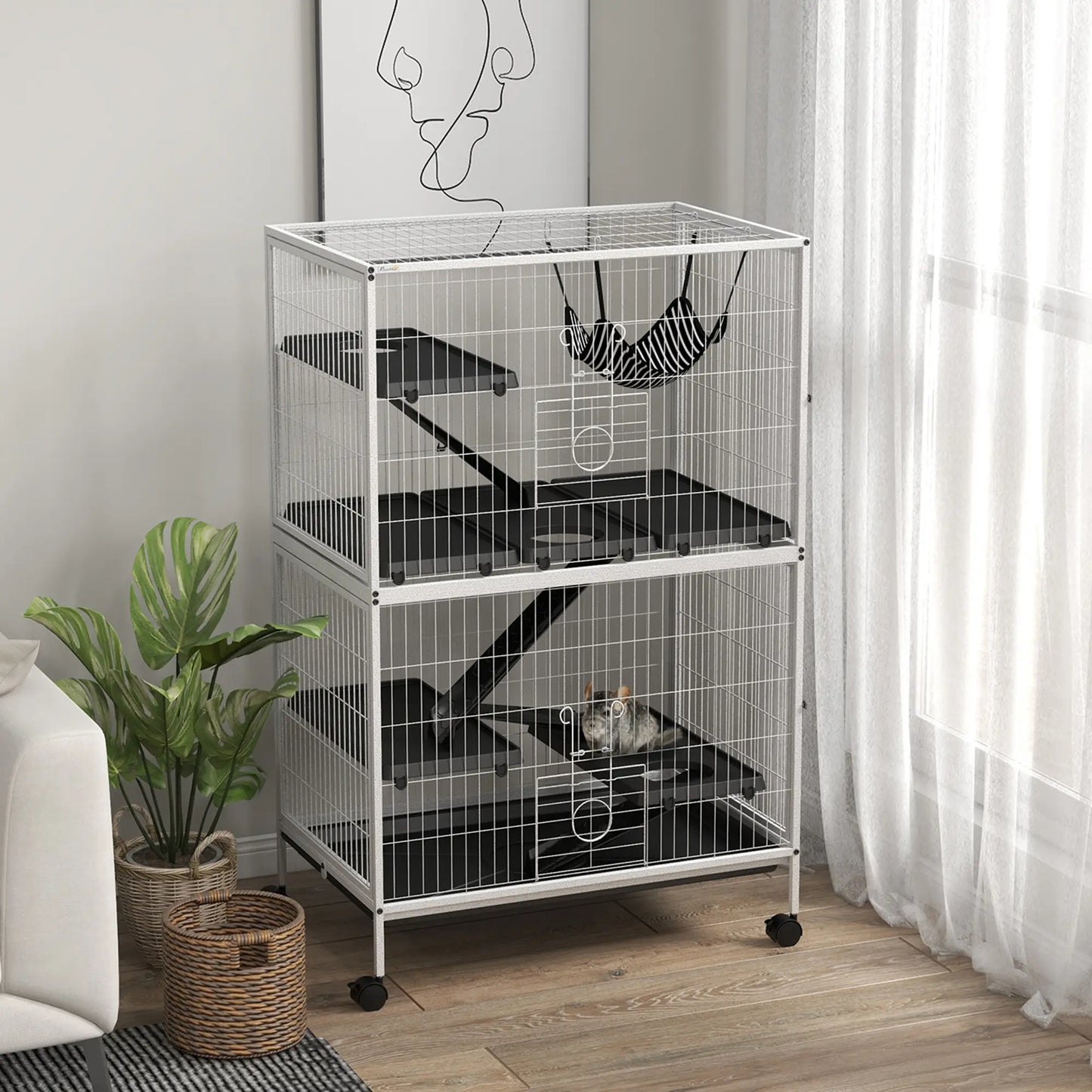 5-Tier Rolling Small Animal Cage, Guinea Pig Ferret Cage, Light Grey Houses & Habitats at Gallery Canada