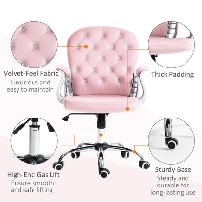 Adjustable Height Office Chair, Tufted Back Computer Desk Chair, Pink Task Chairs at Gallery Canada