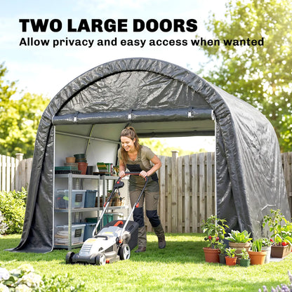 10' x 10' Outdoor Storage Tent, Heavy Duty Waterproof Shed for Bike, Motorcycle, Garden Tools Sheds at Gallery Canada