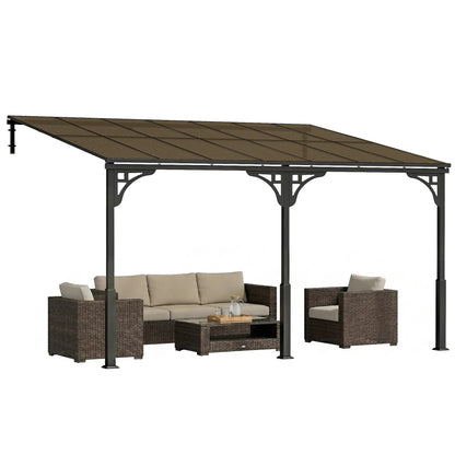 13' x 10' Lean To Gazebo, Hardtop Wall Mounted Pergola, Polycarbonate Roof, Metal-Aluminium Frame Pergolas at Gallery Canada