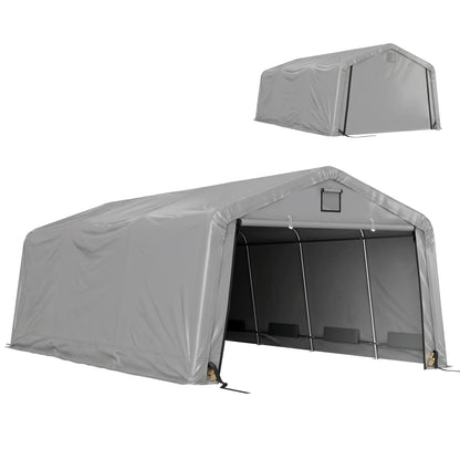 12' x 20' Portable Garage, Heavy Duty Carport Canopy, Light Grey