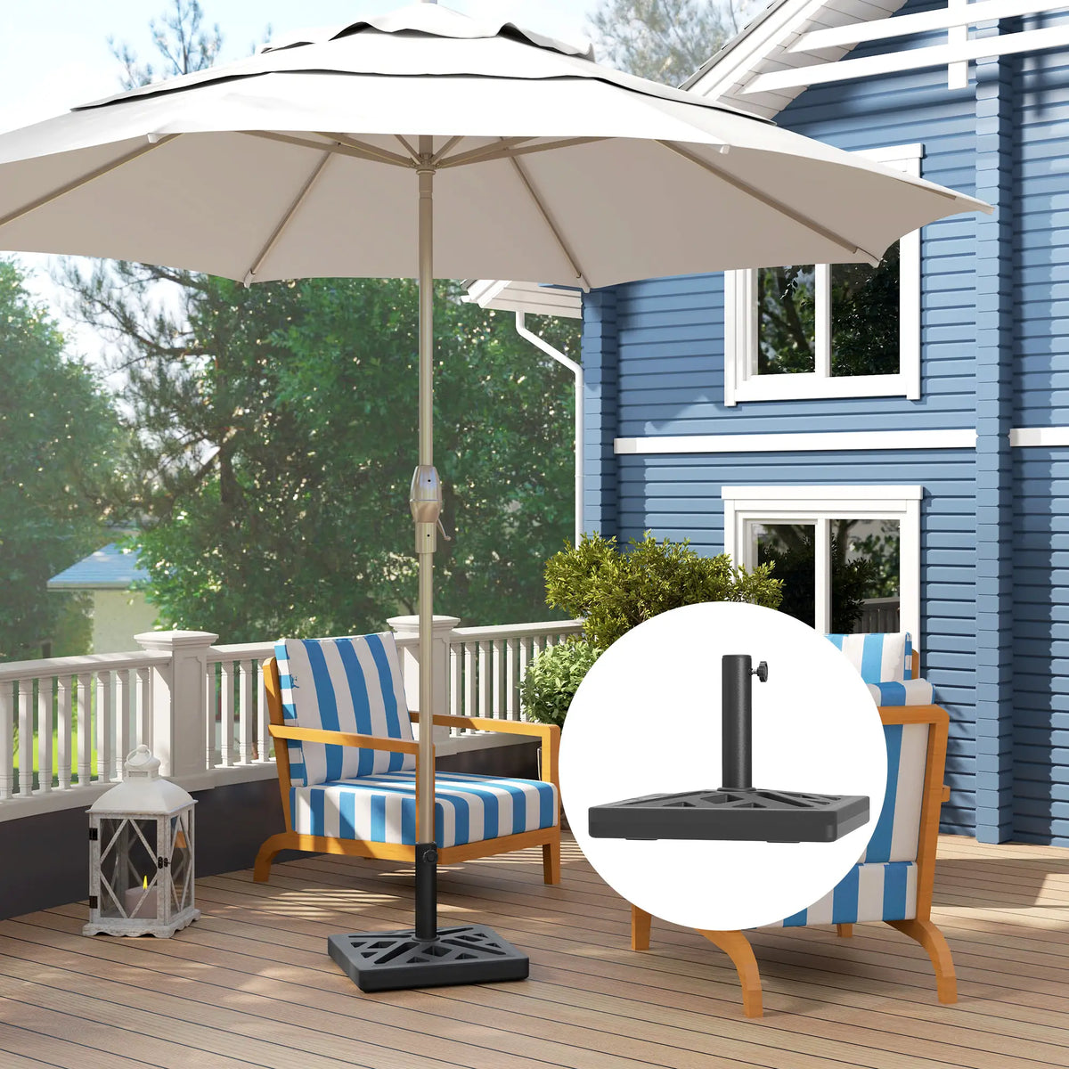 Umbrella Base, 33lbs HDPE Outdoor Stand with Cut-Out Design