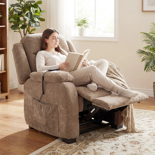 Massage Recliner Chair, Power Recliner, Remote, 2 Memory Positions, Brown