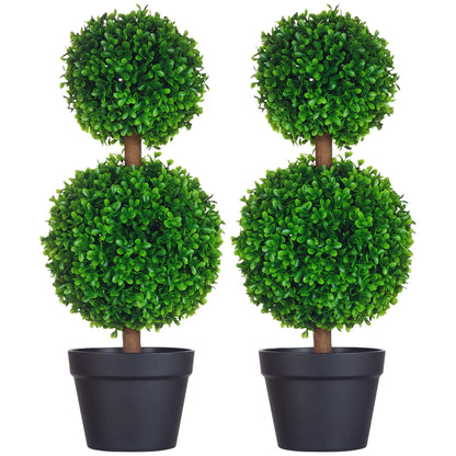 Artificial Boxwood Topiary Tree Set Of 2, Faux Plant In Pot, Green Artificial Trees at Gallery Canada