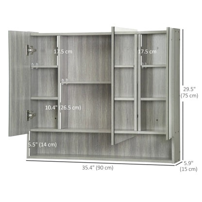 Wall Mounted Bathroom Medicine Cabinet, Adjustable Shelves, Grey Mirror Medicine Cabinets at Gallery Canada
