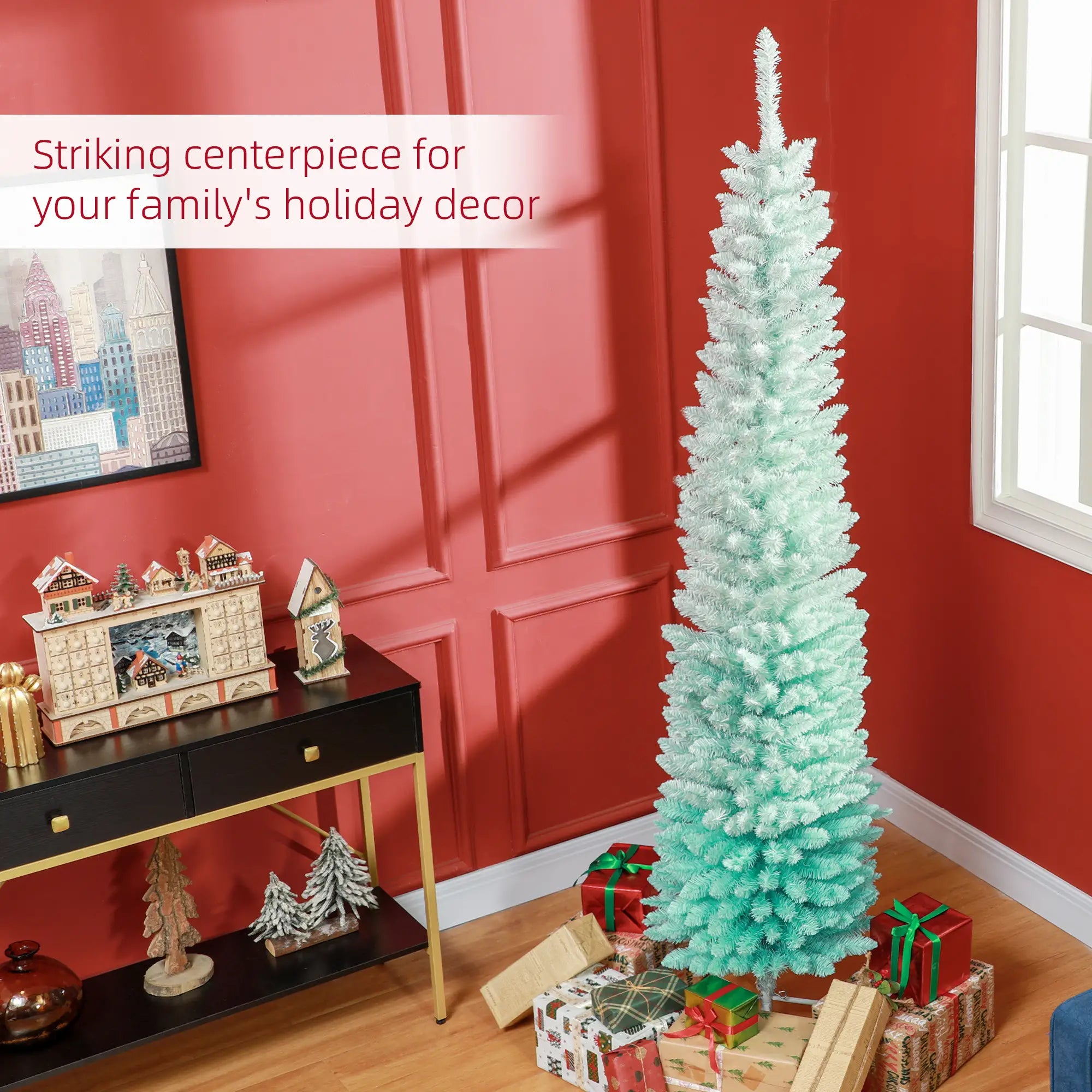 7' PVC Slim Pencil Artificial Christmas Tree, 500 Branch Tips Pencil Christmas Trees at Gallery Canada