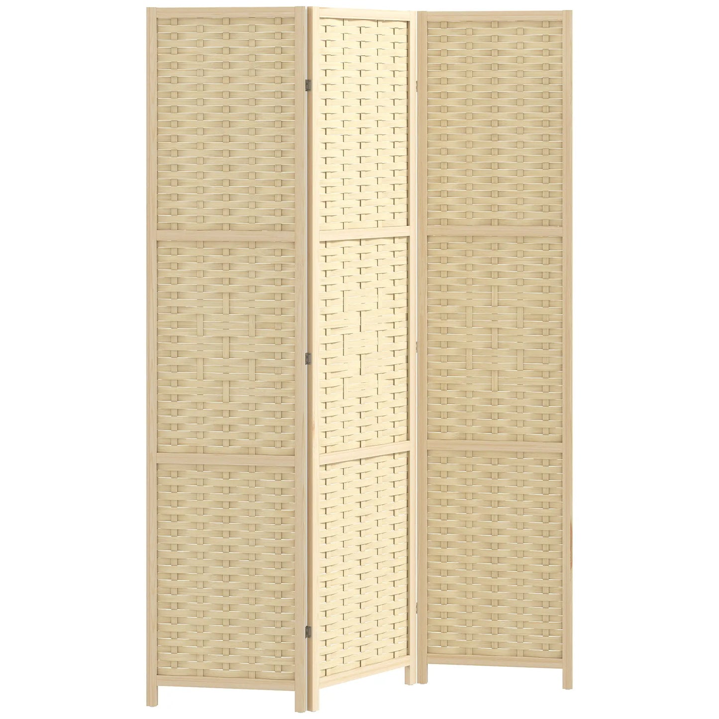 3-Panel Room Divider, 5.6 FT Freestanding Folding Privacy Screen, Natural Wood Room Dividers Natural at Gallery Canada