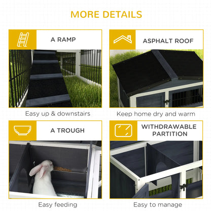 Wood Rabbit Hutch With Ramp, Openable Roof, Pull Out Tray, Dark Grey Rabbit Hutch at Gallery Canada