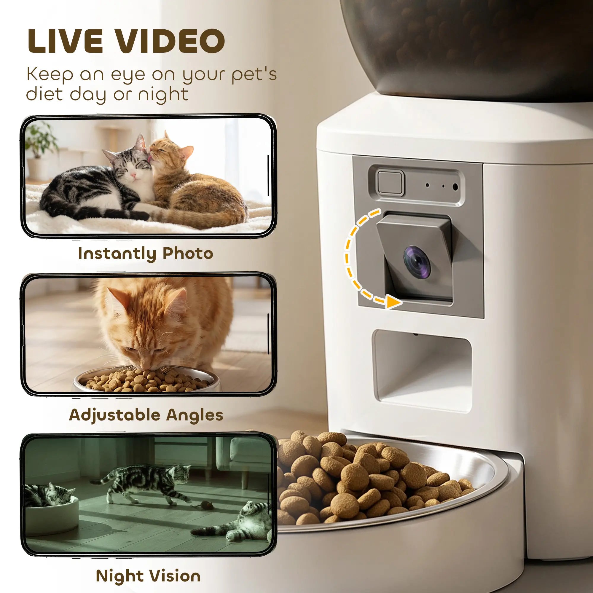 Automatic Cat Feeder With Camera, 2.4G WiFi, 8L, Dual Power Dog Bowls at Gallery Canada