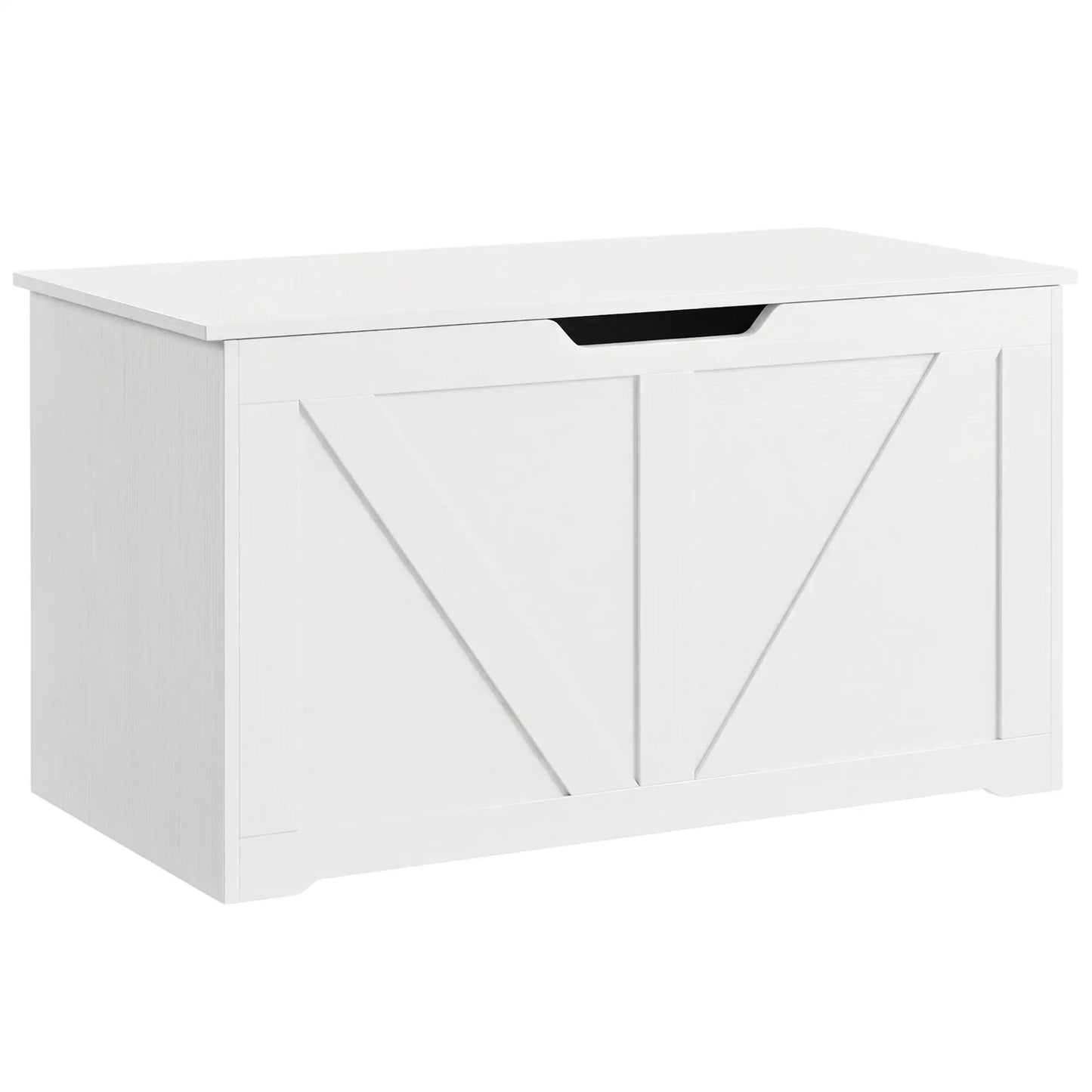 31.5 Inches Storage Chest with Safety Hinge, Wood Grain, White Storage Ottomans & Benches White Wood Grain at Gallery Canada