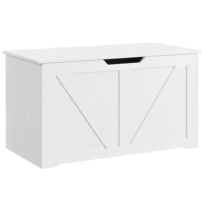 31.5 Inches Storage Chest with Safety Hinge, Wood Grain, White Storage Ottomans & Benches White Wood Grain at Gallery Canada