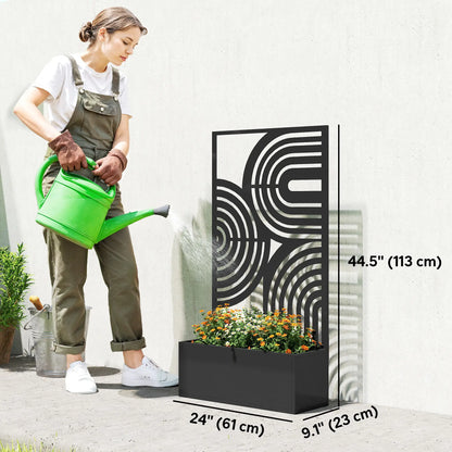 Metal Planter Box With Trellis, 44.5" Raised Garden Bed Privacy Screen Galvanized Planter Boxes at Gallery Canada